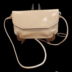 Bruno Magli Cream Crossbody Bag with Structured Design